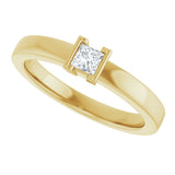 14K Gold Marquise Natural White Sapphire Half-Bezel Family Stackable Ring - Yellow Gold - view 5