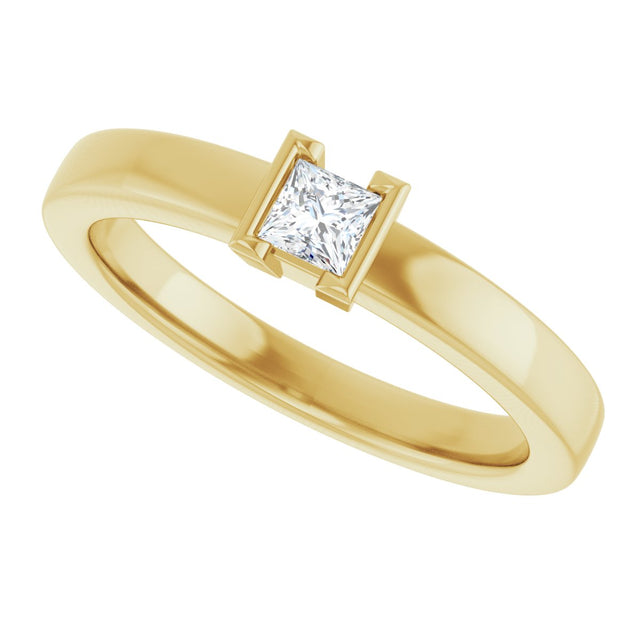 14K Gold Marquise Natural White Sapphire Half-Bezel Family Stackable Ring - Yellow Gold - view 5