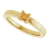 14K Gold Emerald Natural Citrine Half-Bezel Family Stackable Ring - Yellow Gold - view 5