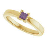 14K Gold Emerald Lab-Grown Alexandrite Half-Bezel Family Stackable Ring - Yellow Gold - view 5