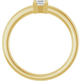 14K Gold Marquise Natural White Sapphire Half-Bezel Family Stackable Ring - Yellow Gold - view 2