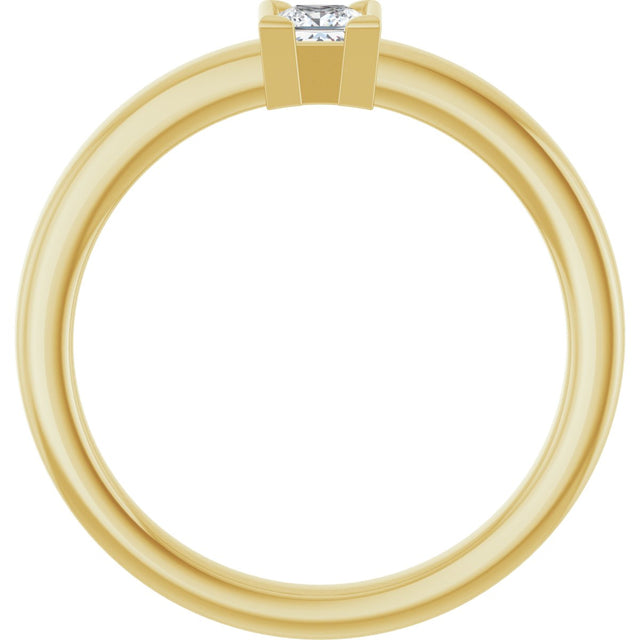 14K Gold Marquise Natural White Sapphire Half-Bezel Family Stackable Ring - Yellow Gold - view 2