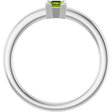 14K Gold Emerald Natural Peridot Half-Bezel Family Stackable Ring - White Gold - view 2