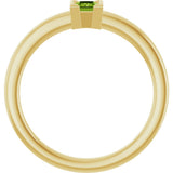 14K Gold Emerald Natural Peridot Half-Bezel Family Stackable Ring - Yellow Gold - view 2