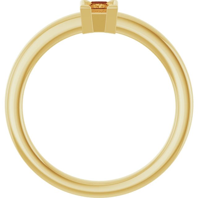14K Gold Emerald Natural Citrine Half-Bezel Family Stackable Ring - Yellow Gold - view 2