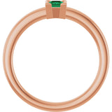 14K Gold Emerald Lab-Grown Emerald Half-Bezel Family Stackable Ring - Rose Gold - view 2