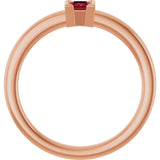 14K Gold Emerald Natural Ruby Half-Bezel Family Stackable Ring - Rose Gold - view 2