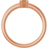 14K Gold Emerald Natural Citrine Half-Bezel Family Stackable Ring - Rose Gold - view 2