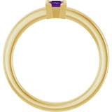 14K Gold Emerald Natural Amethyst Half-Bezel Family Stackable Ring - Yellow Gold - view 2