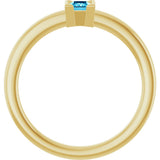 14K Gold Emerald Natural Aquamarine Half-Bezel Family Stackable Ring - Yellow Gold - view 2