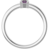 14K Gold Emerald Lab-Grown Alexandrite Half-Bezel Family Stackable Ring - White Gold - view 2