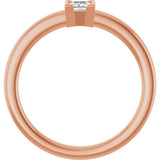 14K Gold Marquise Natural White Sapphire Half-Bezel Family Stackable Ring - Rose Gold - view 2