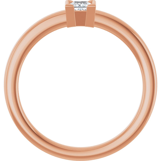 14K Gold Marquise Natural White Sapphire Half-Bezel Family Stackable Ring - Rose Gold - view 2