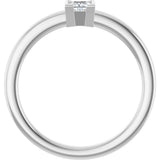 14K Gold Marquise Natural White Sapphire Half-Bezel Family Stackable Ring - White Gold - view 2