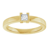 14K Gold Marquise Natural White Sapphire Half-Bezel Family Stackable Ring - Yellow Gold - view 3