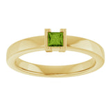14K Gold Emerald Natural Peridot Half-Bezel Family Stackable Ring - Yellow Gold - view 3