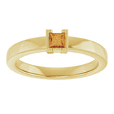 14K Gold Emerald Natural Citrine Half-Bezel Family Stackable Ring - Yellow Gold - view 3