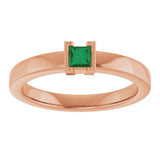 14K Gold Emerald Lab-Grown Emerald Half-Bezel Family Stackable Ring - Rose Gold - view 3