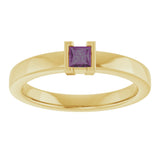 14K Gold Emerald Lab-Grown Alexandrite Half-Bezel Family Stackable Ring - Yellow Gold - view 3