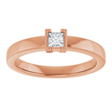 14K Gold Marquise Natural White Sapphire Half-Bezel Family Stackable Ring - Rose Gold - view 3
