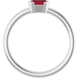 14K Gold Emerald Lab-Grown Ruby Half-Bezel Family Stackable Ring - White Gold - view 2
