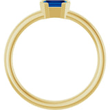 14K Gold Emerald Lab-Grown Blue Sapphire Half-Bezel Family Stackable Ring - Yellow Gold - view 2