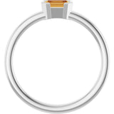 14K Gold Emerald Natural Citrine Half-Bezel Family Stackable Ring - White Gold - view 2