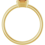 14K Gold Emerald Natural Citrine Half-Bezel Family Stackable Ring - Yellow Gold - view 2