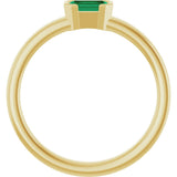 14K Gold Emerald Lab-Grown Emerald Half-Bezel Family Stackable Ring - Yellow Gold - view 2