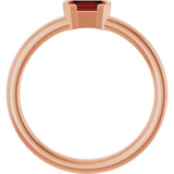 14K Gold Emerald Natural Mozambique Garnet Half-Bezel Family Stackable Ring - Rose Gold - view 2