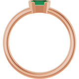 14K Gold Emerald Lab-Grown Emerald Half-Bezel Family Stackable Ring - Rose Gold - view 2