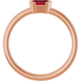 14K Gold Emerald Natural Ruby Half-Bezel Family Stackable Ring - Rose Gold - view 2