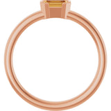 14K Gold Emerald Natural Citrine Half-Bezel Family Stackable Ring - Rose Gold - view 2
