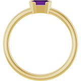14K Gold Emerald Natural Amethyst Half-Bezel Family Stackable Ring - Yellow Gold - view 2
