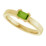 14K Gold Emerald Natural Peridot Half-Bezel Family Stackable Ring - Yellow Gold - view 5
