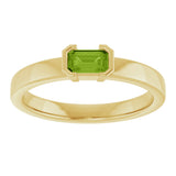14K Gold Emerald Natural Peridot Half-Bezel Family Stackable Ring - Yellow Gold - view 3