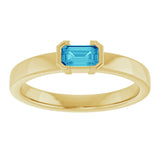 14K Gold Emerald Natural Blue Zircon Half-Bezel Family Stackable Ring - Yellow Gold - view 3