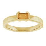 14K Gold Emerald Natural Citrine Half-Bezel Family Stackable Ring - Yellow Gold - view 3