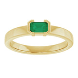 14K Gold Emerald Lab-Grown Emerald Half-Bezel Family Stackable Ring - Yellow Gold - view 3