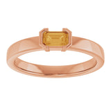 14K Gold Emerald Natural Citrine Half-Bezel Family Stackable Ring - Rose Gold - view 3