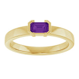 14K Gold Emerald Natural Amethyst Half-Bezel Family Stackable Ring - Yellow Gold - view 3