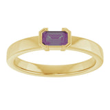 14K Gold Emerald Lab-Grown Alexandrite Half-Bezel Family Stackable Ring - Yellow Gold - view 3