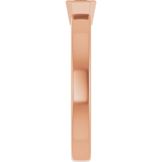 14K Gold Emerald Natural Citrine Half-Bezel Family Stackable Ring - Rose Gold - view 4