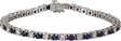 14K Gold Round Lab-Grown Blue Sapphire Line Bracelet - White Gold