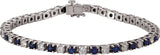 14K Gold Round Lab-Grown Blue Sapphire Line Bracelet - White Gold