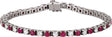 14K Gold Round Lab-Grown Ruby Line Bracelet - White Gold