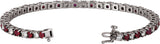 14K Gold Round Lab-Grown Ruby Line Bracelet - White Gold - view 3