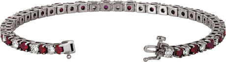 Platinum Round Natural Ruby Line Bracelet - view 2