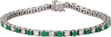 Platinum Round Natural Emerald Line Bracelet