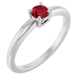 Platinum Round Natural Ruby Solitaire Ring